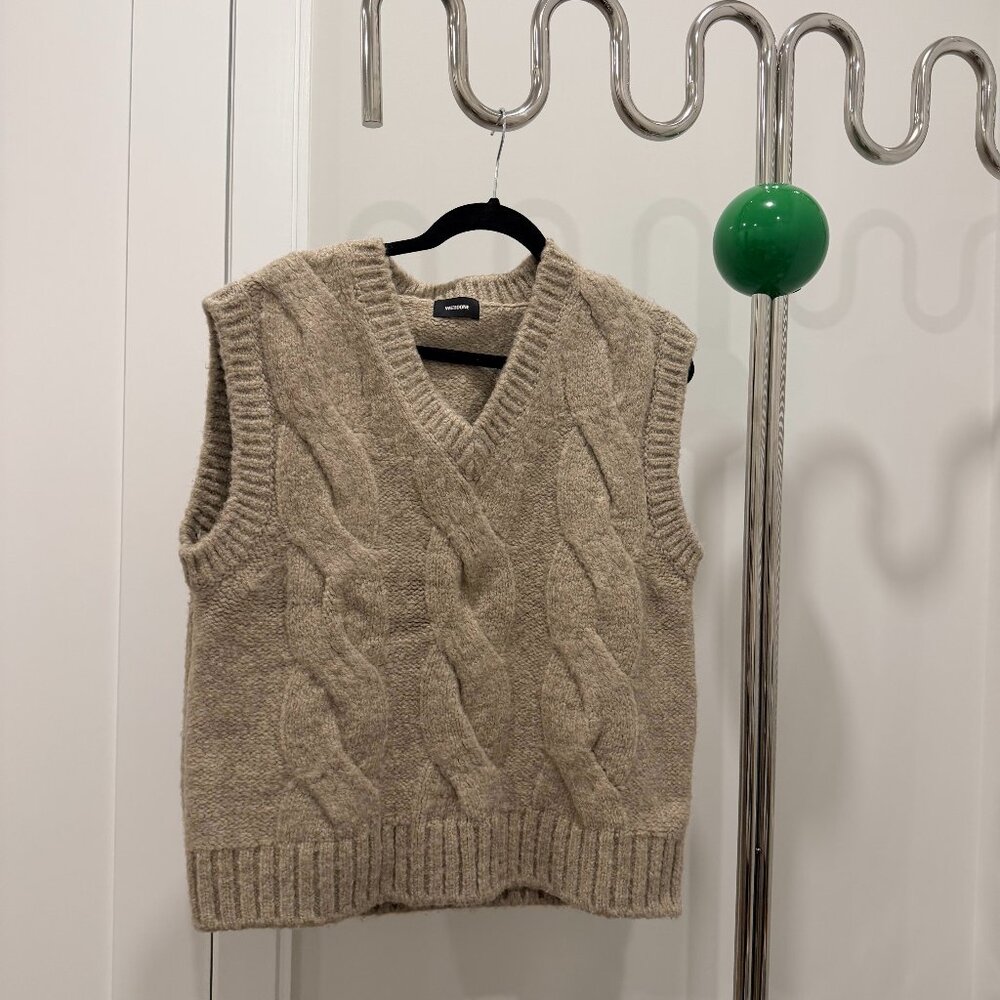 We11done Cable Knit Wool Blend Vest Beige Size S